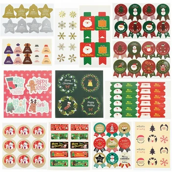 5Sheets Priecīgus Ziemassvētkus Uzlīme Cute Santa Sniegpārslas Elk Koka Zīmogu Etiķetes, Uzlīmes Ziemassvētku DIY Albums Dāvanu Iesaiņojuma Dekori