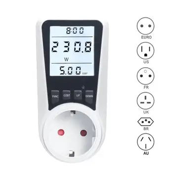 Digitālā Wattmeter AC Strāvas Mērītāja Electricy patēriņš Enerģijas Skaitītāju, ES Plug Jaudas Kilovatu Jaudas Elektroenerģijas Skaitītāju