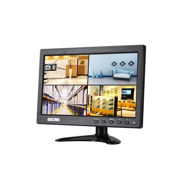ESCAM T10 10 collu TFT LCD, 1024x600 Monitoru ar VGA HDMI AV BNC USB PC CCTV Drošības Kameras 4CH 4 Spliter IPS Ekrānu