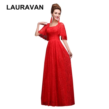 ilgi sarkano ierobežots piedurknēm līgavas mežģīnes līgava plus lieluma īpašu gadījumu kleitas-line grīdas garums kleita vāciņu piedurknēm kleita