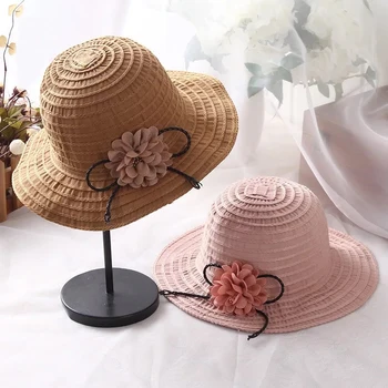 Temperaments jauki Jaunu Modes Svītraina auduma saules cepure saliekams ziedu modes saule cepuri Vienkāršs un elegants